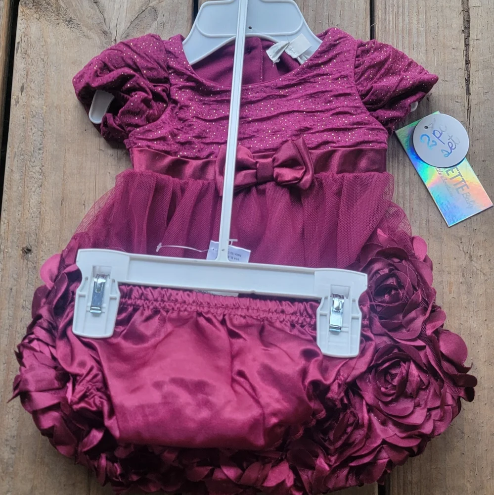 Elegant Burgundy Dress with Bloomers